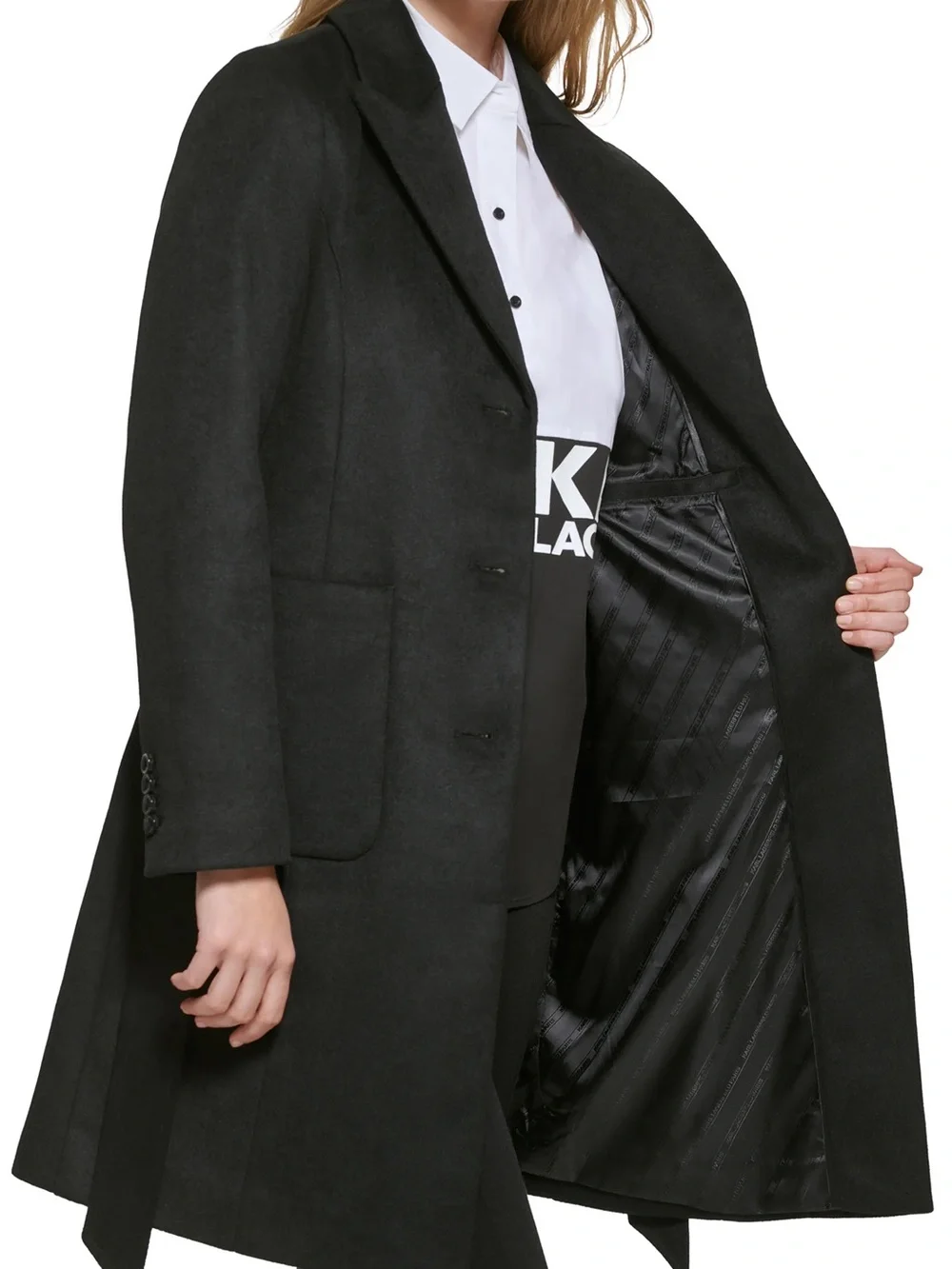 Karl Lagerfeld Paris Berry Purple Magenta Fuschia Wool Trench Pea Coat Designer